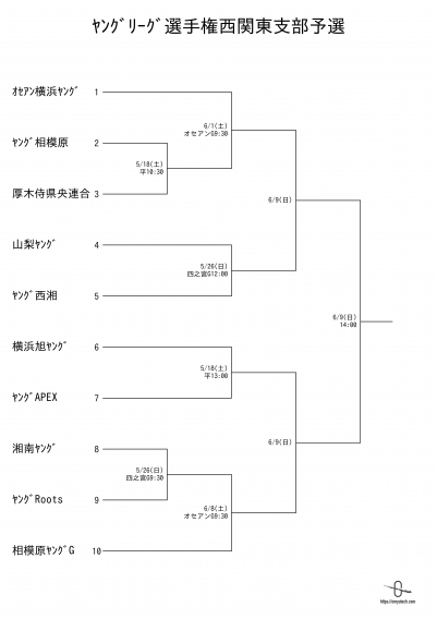 ﾔﾝｸﾞﾘｰｸﾞ選手権西関東支部予選　組合せ